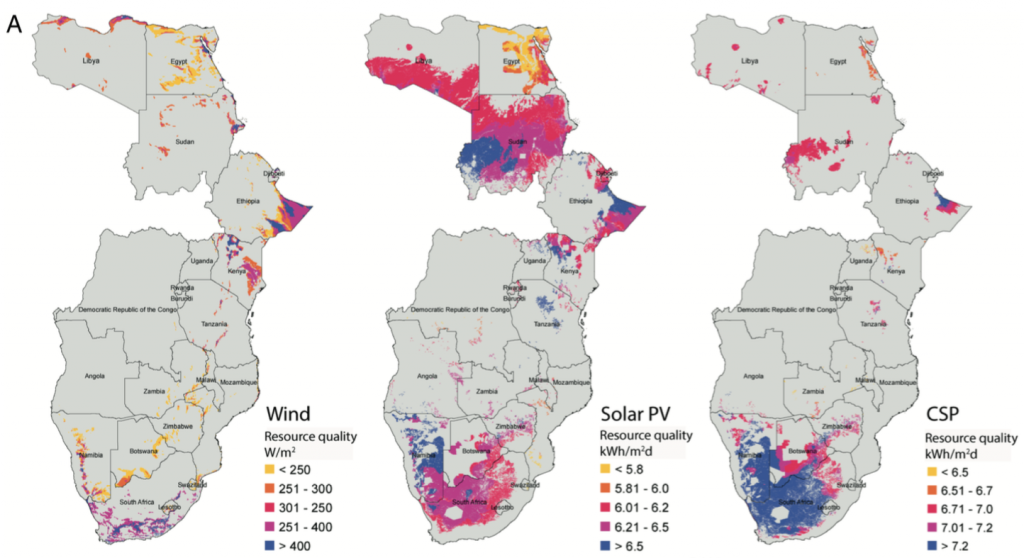Location and quality (TWh) of renewable energy resources in 21 African countries. Wu et al, (2017) 
