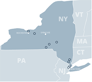 Map of battery manufacturers in New York