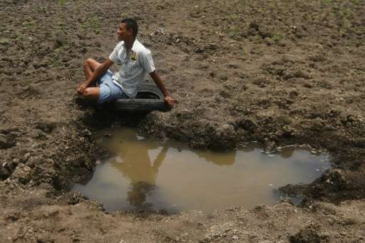 Local fisherman, Wilman Estrada is now unemployed as Guatemala's Lake Atescatempa has dried up
