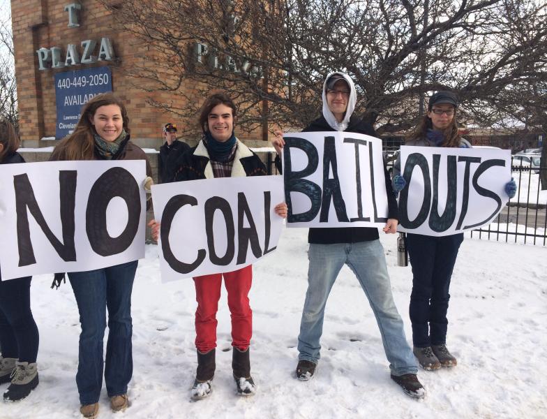 Protestors in Cleveland drawing attention to a PUCO meeting on FirstEnergy.