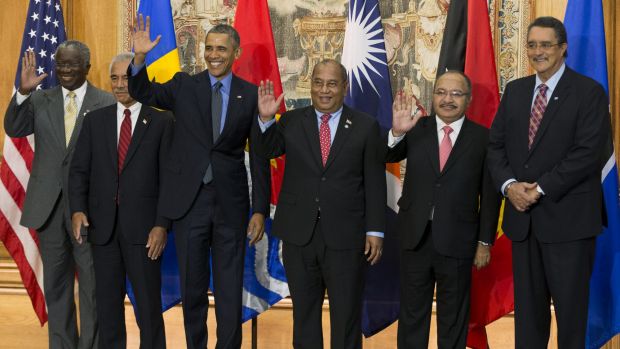 Barack Obama in Paris in 2015 with other leaders who signed onto the Paris climate accord.