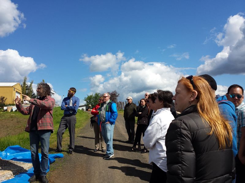 PAMPLIN MEDIA GROUP: JENNIFER ANDERSON - Participants on the Solar Wine tour learn about a 4-kilowatt solar array installed in April at the Lenne Estate in Yamhill. 
