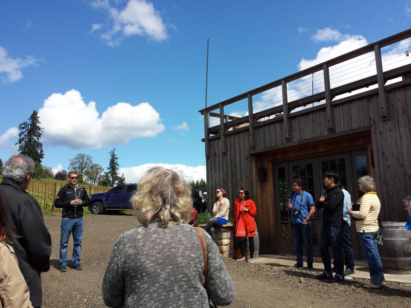 PAMPLIN MEDIA GROUP: JENNIFER ANDERSON - With pinot gris in hand, participants on the Solar Wine tour learn why solar goes so well with wineries. Both thrive with southern exposure. 
