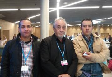 De izquierda a derecha, Bernis Trejos, Jorge Cabrera y Alejandro Alem&aacute;n, en Bonn (Alemania).