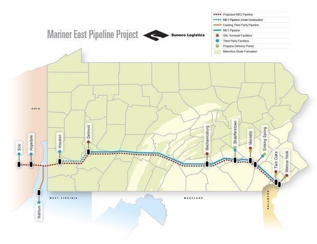 Map of Mariner pipeline construction (Energy Transfer Partners)