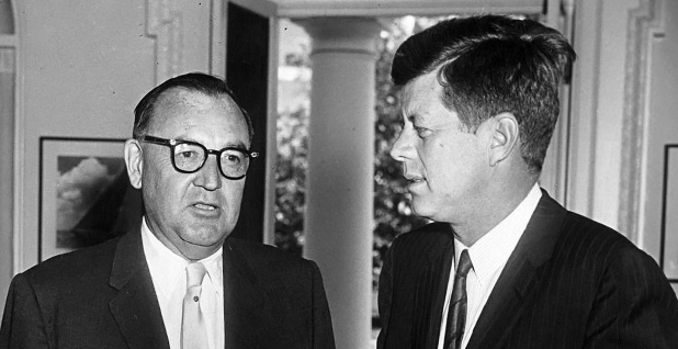 Governor of California Edmund G. Brown and JFK. Photo credit: JKF Library/Wikipedia