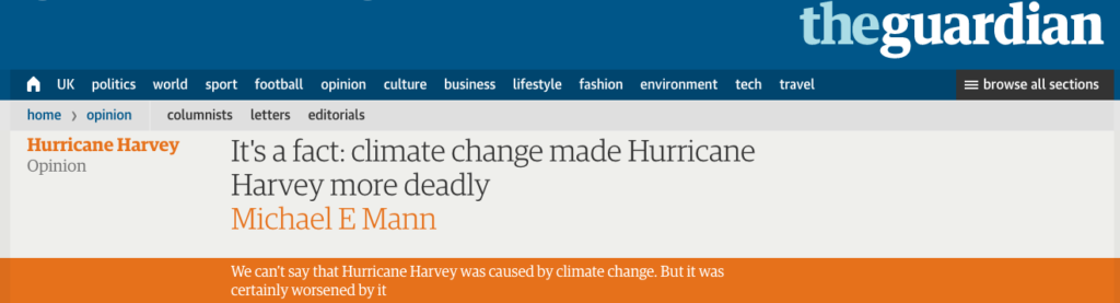 Hurricane Harvey opinion - Michael Mann in the Guardian