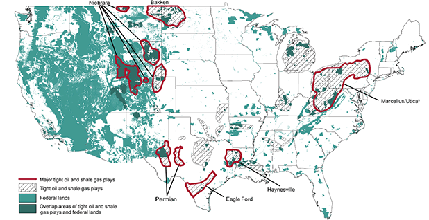 Shale and public lands map. Map credit: Government Accountability Office