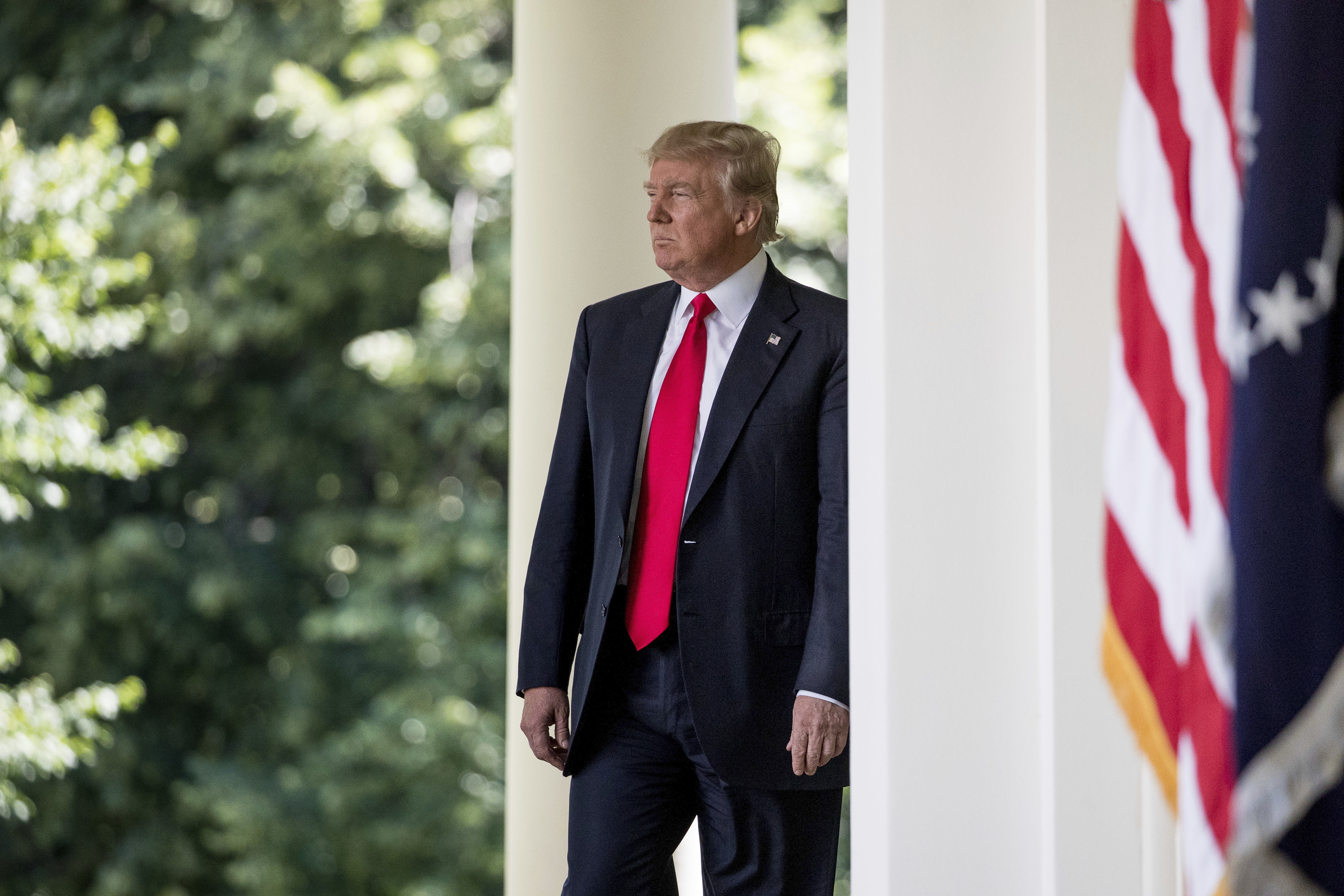 President Donald Trump arrives to speak about the U.S. role in the Paris climate change accord, Thursday, June 1, 2017, in the Rose Garden of the White House in Washington. (AP Photo/Andrew Harnik)