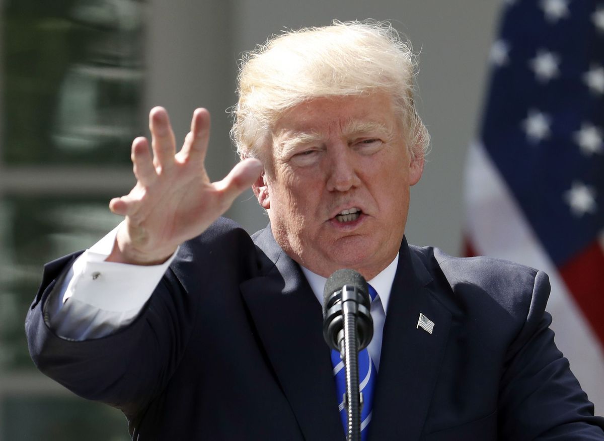 President Donald Trump speaks during a news conference in Washington on Sept. 26, 2017.