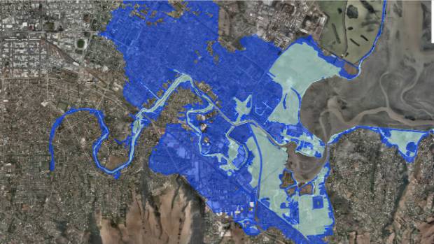 A projected "one in 100 year flood" with 1m sea-level rise.
