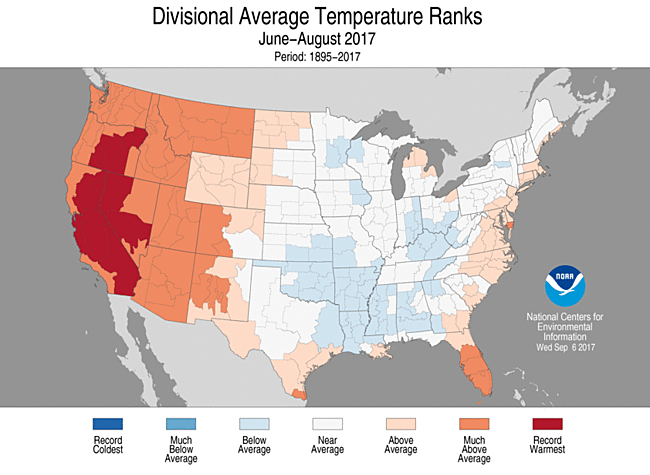 3-Month Divisional Average Temperature Ranks