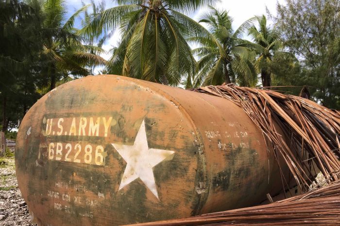 Rusty US Army equipment on Enewetak Atoll.