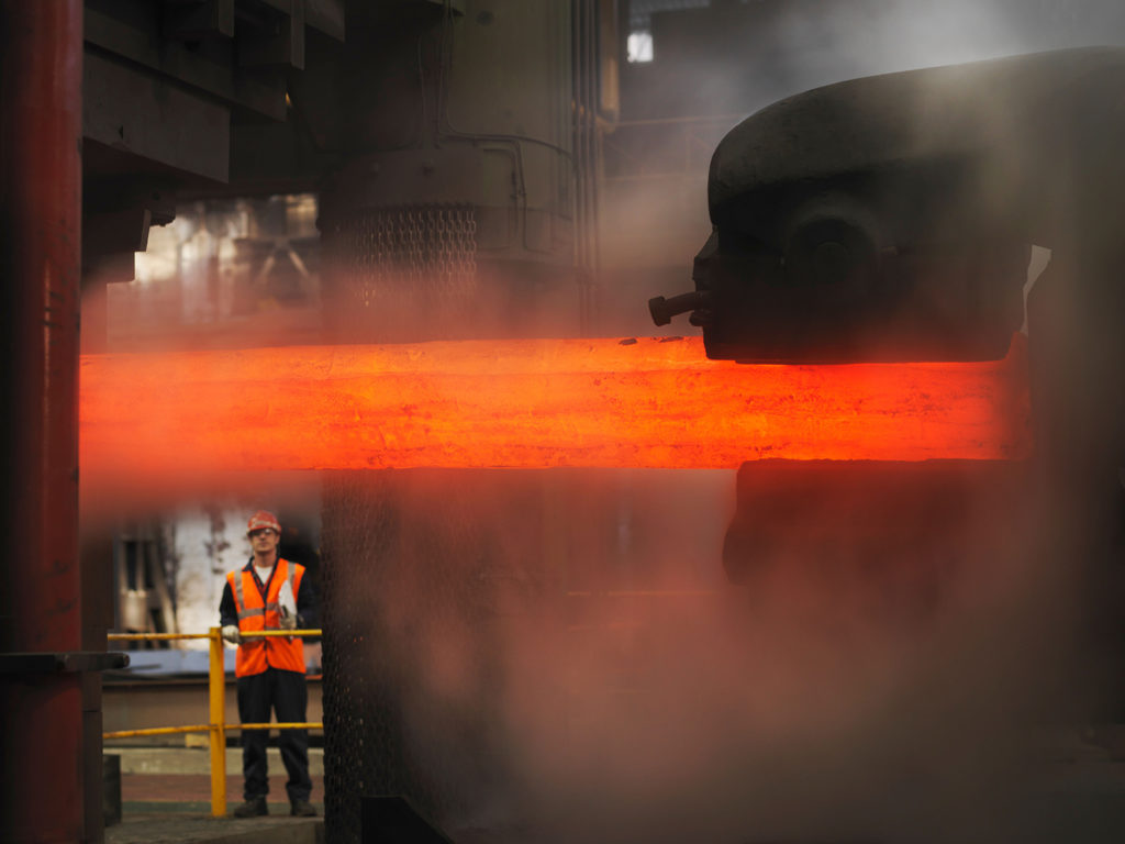 BM3988 Worker With Steel Forge.