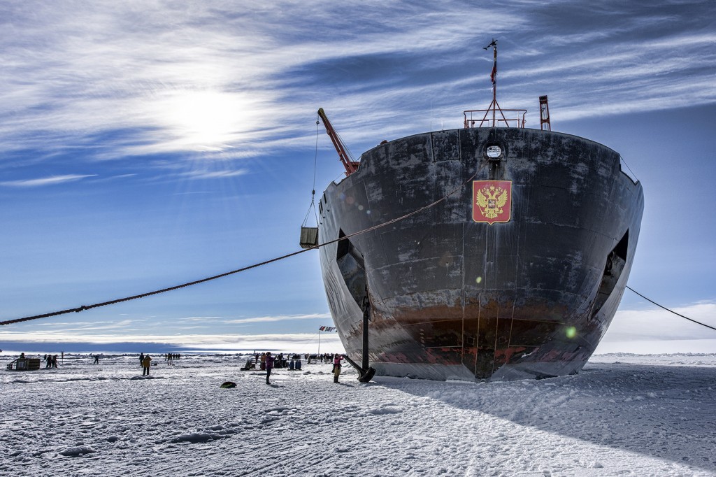 Russian icebreaker at the North Pole