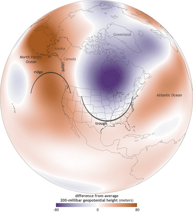 Jet stream trough Arctic air North America