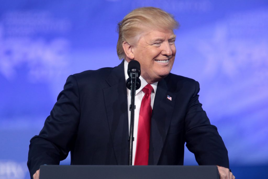 President of the United States Donald Trump speaking at the 2017 Conservative Political Action Conference (CPAC) in National Harbor, Maryland.