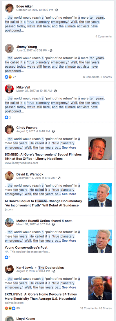 Facebook posts