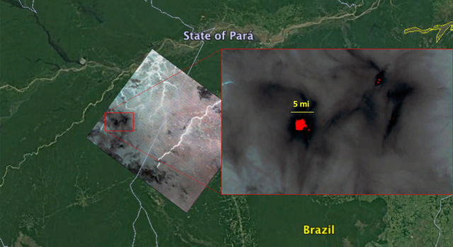 slide 2 - ECOSTRESS imagery of fires burning in the Bolivian Amazon