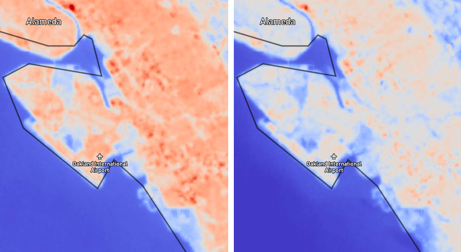 satellite data of air pollution over California airport
