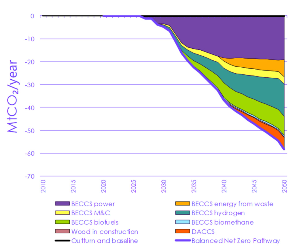 Sources of CO2 removals in the BNZ pathway for 2020-50