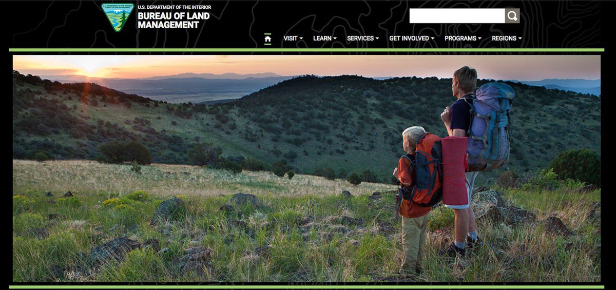 What the BLM homepage looked like on April 5, 2017.