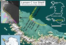 The Larsen C iceberg is on the brink of breaking off.