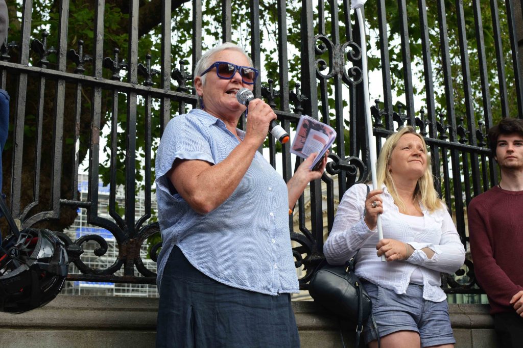 Deputy Brid Smith at protest outside Dail July 2019 Photo: Kayle Crosson