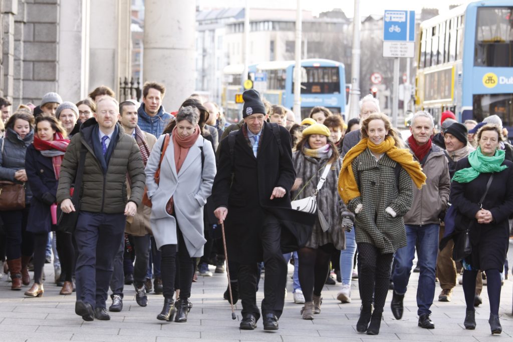 FiE and Climate Case supporters outside High Court Photo: Niall Sargent