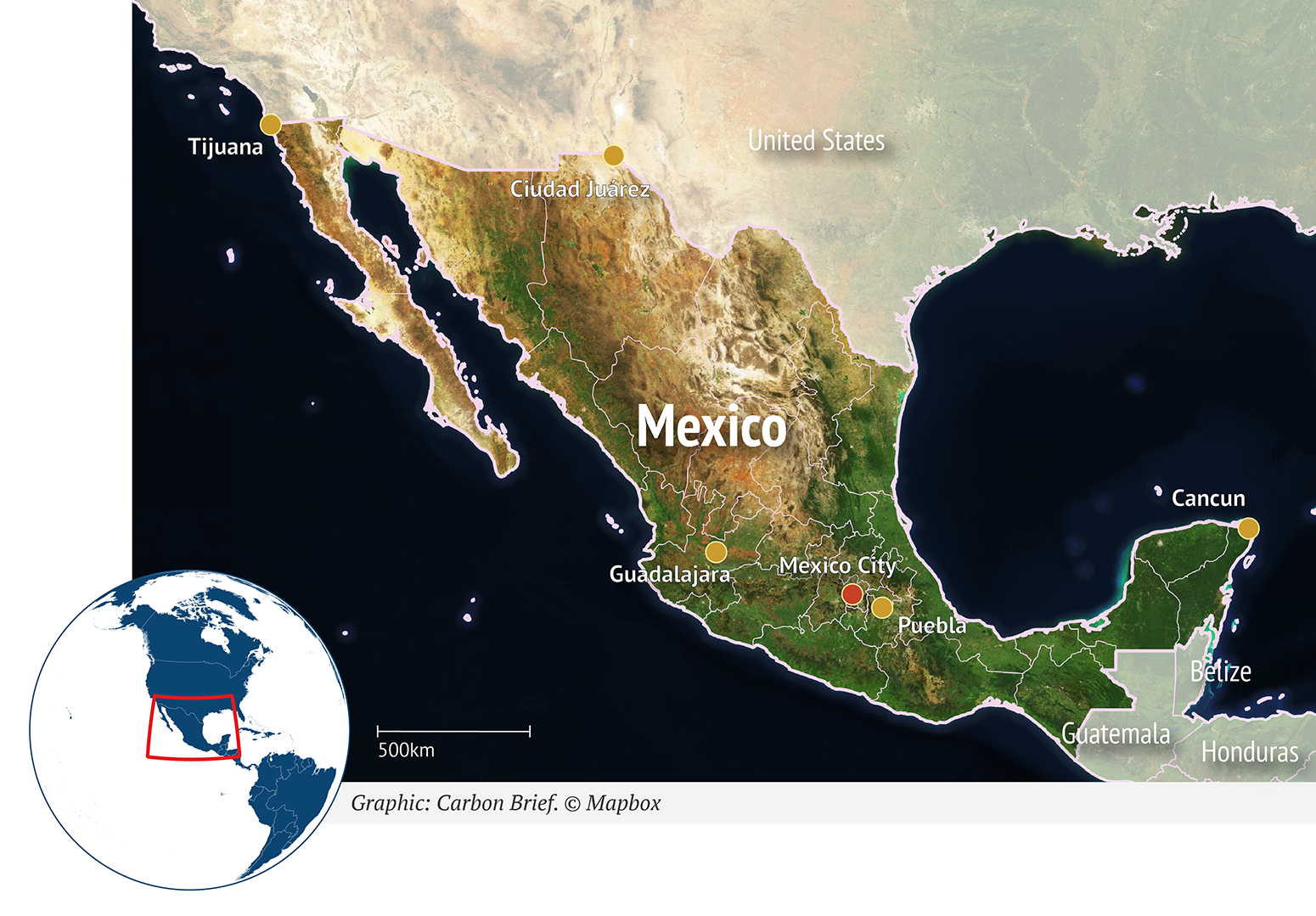 Mexico location on world map