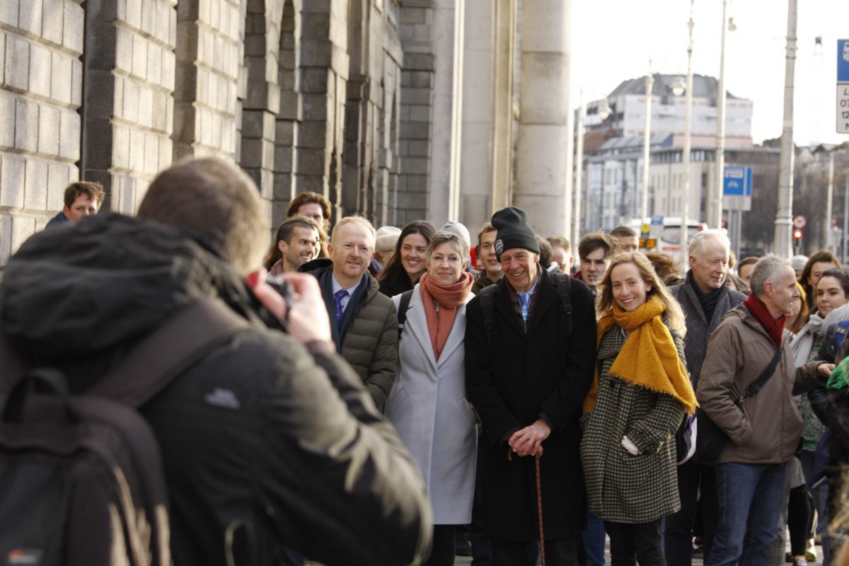 Climate Case Ireland team addressing media at the High Court Photo: Niall Sargent