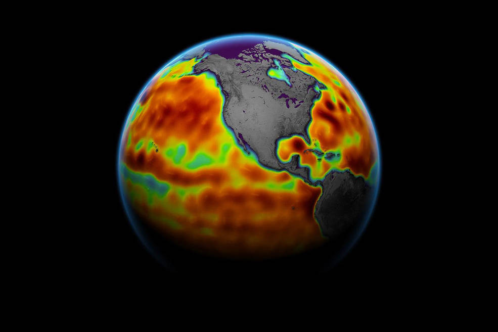 This image of Earth shows sea level 